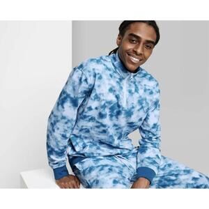 Original Use Dip Dye Fleece Quarter Zip Sweatshirt - Blue Mens X-S NWT